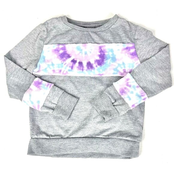 BCBG Lounge Set Girls Extra Small Gray Tie Dye Plush Sweatshirt Jogger Pants - Picture 3 of 16